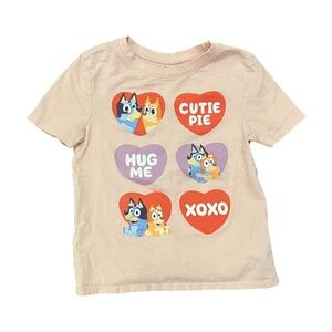 Bluey Shirt, 5T Girls Pink “Cutie Pie Hug Me XOXO” Graphic Tee